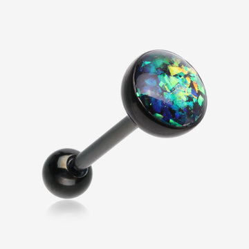Blackline Opalescent Sparkle Barbell Tongue Ring-Black